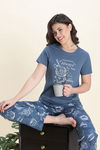 Zivame Knit Poly Pyjama Set - Orion Blue — thumbnail 1